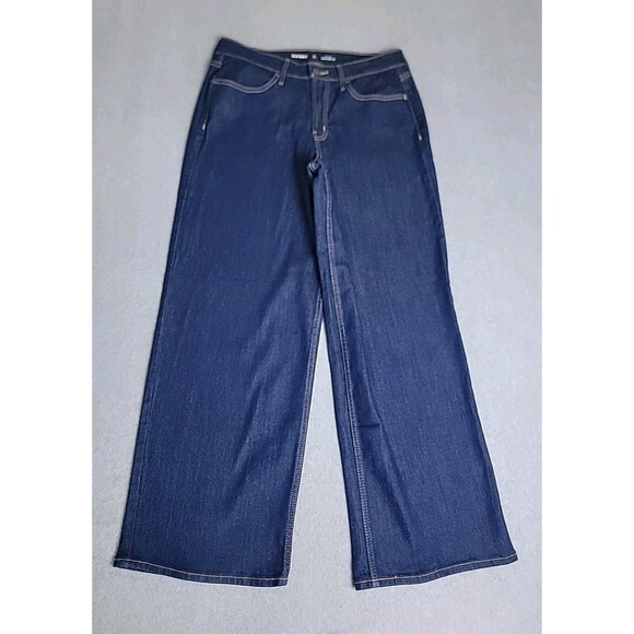 Old Navy Jeans Womens 10 P Petite 30x29 Wide Dark Blue Stretch High Rise Boho - Picture 1 of 13